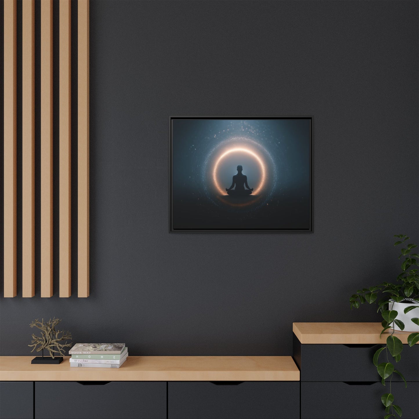 Meditative Silhouette — Framed Canvas Wall Art