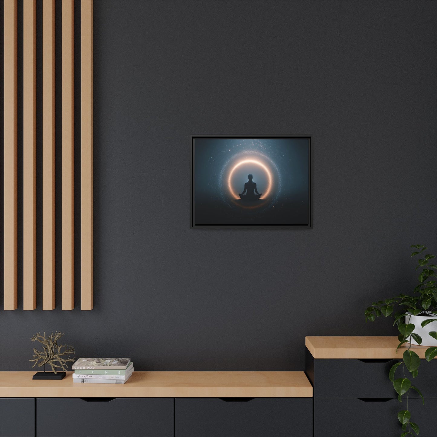 Meditative Silhouette — Framed Canvas Wall Art