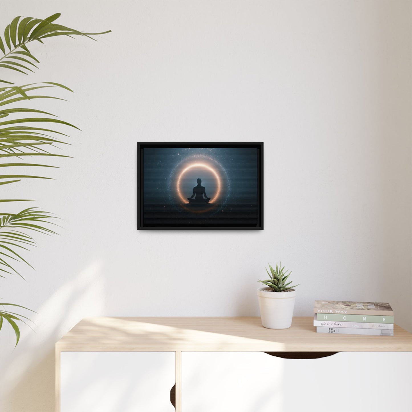 Meditative Silhouette — Framed Canvas Wall Art