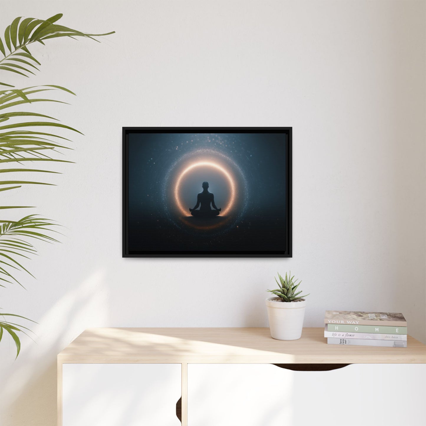 Meditative Silhouette — Framed Canvas Wall Art