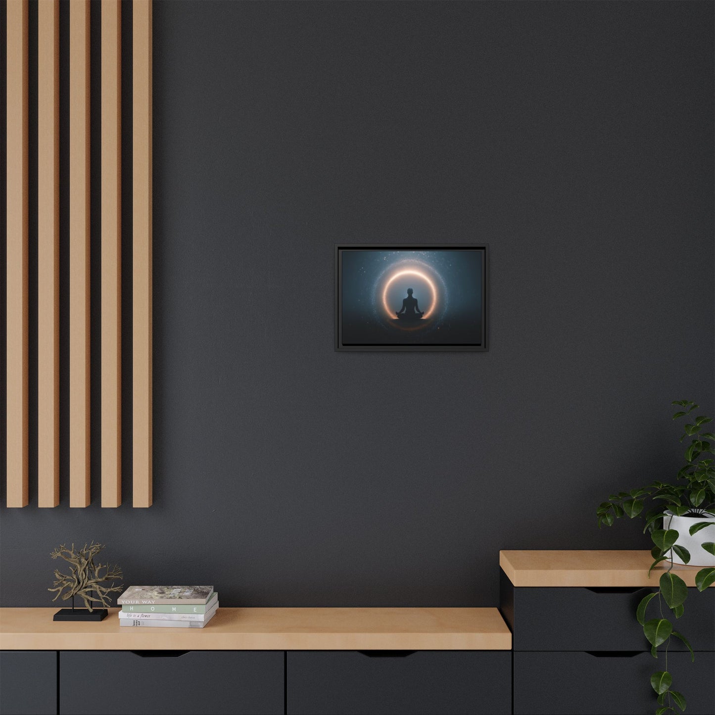 Meditative Silhouette — Framed Canvas Wall Art