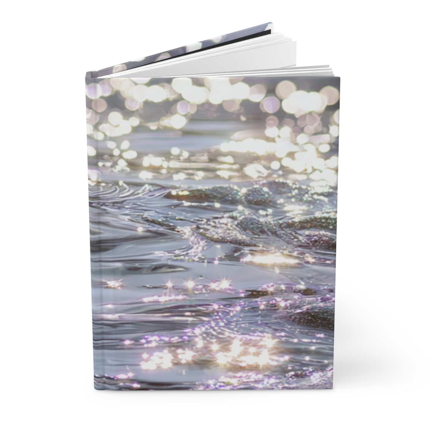 Sparkling Seascape Hardcover Journal — Soft Lavender Ocean Reflection Notebook