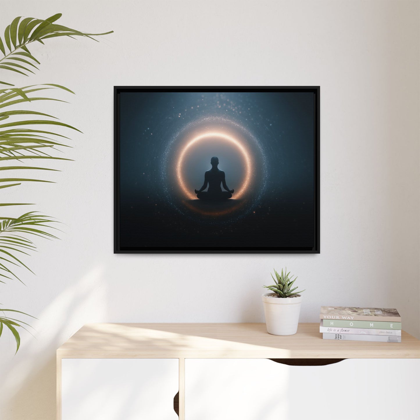 Meditative Silhouette — Framed Canvas Wall Art