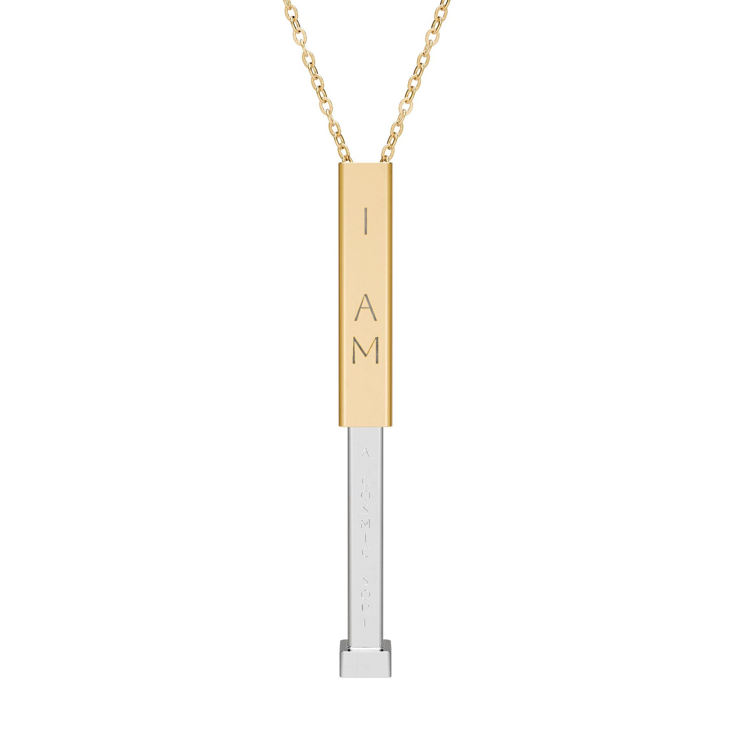 "I AM..." Hidden Message Sliding Bar Necklace — Engraved Secret Reveal Pendant